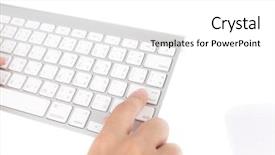  Presentation with keyboard - Cool new PPT layouts with hand typing on laptop keyboard backdrop and a white colored foreground