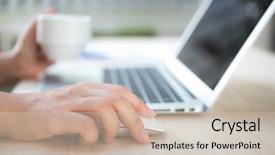  Presentation with keyboard - Amazing presentation theme having hand typing on laptop keyboard backdrop and a soft green colored foreground