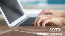  Presentation with keyboard - Presentation theme having hand typing on laptop keyboard background and a  colored foreground