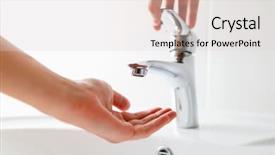 Presentation with water faucet - Cool new PPT layouts with hand under faucet without water backdrop and a lemonade colored foreground