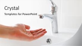 Presentation with water faucet - Colorful slide set enhanced with hand under faucet without water backdrop and a white colored foreground