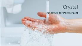  Presentation with water faucet - Presentation design with hand-under-the-faucet background and a lemonade colored foreground
