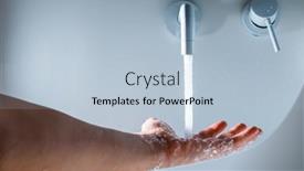  Presentation with water faucet - Cool new PPT layouts with hand-under-the-faucet backdrop and a light blue colored foreground