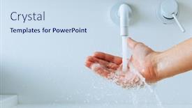  Presentation with water faucet - Slides with hand-under-the-faucet background and a sky blue colored foreground