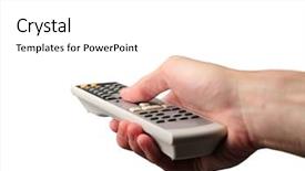  Presentation with remote - PPT layouts with hand uses remote control background and a white colored foreground