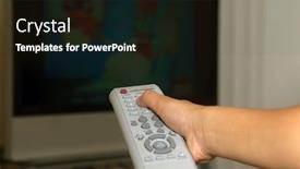  Presentation with change - Presentation design featuring widescreen high definition tv screen - hand using a remote background and a black colored foreground