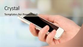  Presentation with smart light - Slide deck enhanced with hand-using-smart-mobile-phone background and a mint green colored foreground