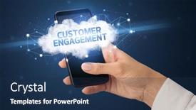  Presentation with cloud - Slide deck enhanced with hand-using-smartphone-with-cloud background and a navy blue colored foreground