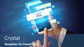  Presentation with social media - Presentation design having hand-using-smartphone-with-social and a ocean colored foreground