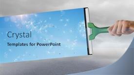  Presentation with dull - Cool new presentation design with hand-using-wiper-against-cloudy backdrop and a light blue colored foreground