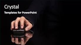  Presentation with hacking wireless network - Cool new slides with hand using wireless mouse backdrop and a black colored foreground