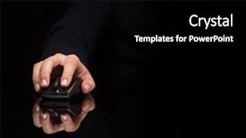  Presentation with optical communication - Presentation theme having hand using wireless mouse background and a  colored foreground