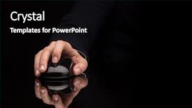  Presentation with optical communication - PPT theme featuring hand using wireless mouse background and a black colored foreground