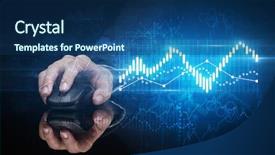  Presentation with statistics - Slide set having hand using wireless mouse background and a ocean colored foreground