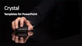  Presentation with optical communication - Colorful PPT theme enhanced with hand using wireless mouse backdrop and a black colored foreground
