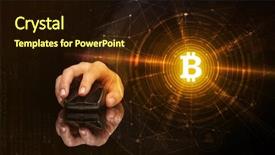  Presentation with cryptocurrency - Slide set having hand using wireless mouse background and a wine colored foreground