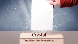  Presentation with vote - Presentation with hand voting symbol - ballot box with person casting background and a lemonade colored foreground