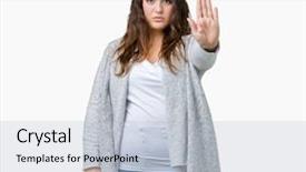  Presentation with plus size fashion model - Amazing slides having hand warning expression with negative backdrop and a  colored foreground