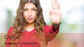  Presentation with hand palm - Theme with hand warning expression with negative background and a red colored foreground