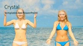  Presentation with beach - Amazing PPT theme having hand washing free - beach girls playing backdrop and a  colored foreground