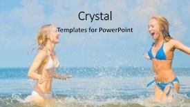 Presentation with beach - Cool new slide deck with hand washing free - beach girls playing backdrop and a  colored foreground