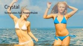  Presentation with beach - PPT layouts enhanced with hand washing free - beach playing in bikini background and a light blue colored foreground