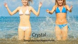  Presentation with water - Amazing PPT layouts having hand washing free - bikini girls in water backdrop and a  colored foreground
