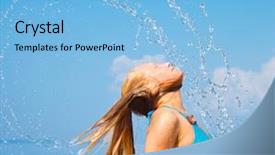  Presentation with water - Cool new slide deck with hand washing free - bikini playing in water backdrop and a  colored foreground