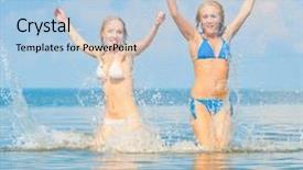  Presentation with preteen girls bikini - Colorful slide deck enhanced with hand washing free - playing girls in bikini backdrop and a  colored foreground