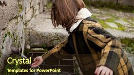  Presentation with water fountain - Audience pleasing PPT theme consisting of hand washing free - small girl touching water backdrop and a wine colored foreground