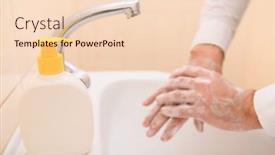 Presentation with hand washing - Colorful slide set enhanced with hand-washing-with-soap backdrop and a lemonade colored foreground
