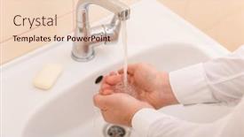  Presentation with hand hygiene - PPT theme featuring hand-washing-with-soap background and a lemonade colored foreground