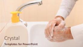  Presentation with hand washing - Presentation theme consisting of hand-washing-with-soap background and a lemonade colored foreground