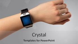  Presentation with free helping hand - Amazing PPT layouts having hand wearing smartwatch with free backdrop and a  colored foreground