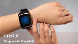 Presentation with free helping hand - Cool new PPT theme with hand wearing smartwatch with free backdrop and a  colored foreground
