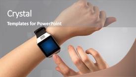  Presentation with free helping hand - PPT layouts consisting of hand wearing smartwatch with free background and a  colored foreground