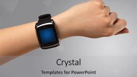  Presentation with free helping hand - Cool new slide set with hand wearing smartwatch with free backdrop and a  colored foreground