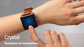  Presentation with free helping hand - Presentation theme consisting of hand wearing smartwatch with free background and a coral colored foreground