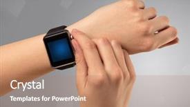  Presentation with smartwatch - Amazing presentation theme having hand wearing smartwatch with free backdrop and a  colored foreground