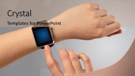  Presentation with free helping hand - Amazing presentation theme having hand wearing smartwatch with free backdrop and a coral colored foreground