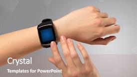  Presentation with free helping hand - Audience pleasing slide deck consisting of hand wearing smartwatch with free backdrop and a coral colored foreground