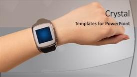  Presentation with smartwatch - Beautiful slides featuring hand wearing smartwatch with free backdrop and a  colored foreground