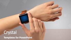  Presentation with smartwatch - Audience pleasing theme consisting of hand wearing smartwatch with free backdrop and a coral colored foreground