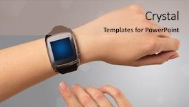  Presentation with smartwatch - Cool new theme with hand wearing smartwatch with free backdrop and a coral colored foreground