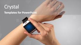  Presentation with free helping hand - PPT layouts consisting of hand wearing smartwatch with free background and a  colored foreground