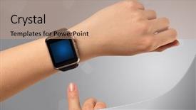  Presentation with free helping hand - Slide set featuring hand wearing smartwatch with free background and a  colored foreground