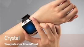  Presentation with free helping hand - Cool new theme with hand wearing smartwatch with free backdrop and a coral colored foreground