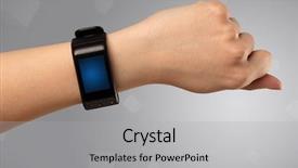  Presentation with free helping hand - PPT theme featuring hand wearing smartwatch with free background and a  colored foreground