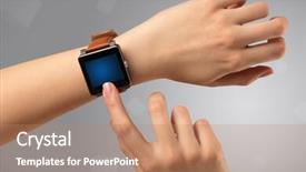  Presentation with free helping hand - Slide deck consisting of hand wearing smartwatch with free background and a  colored foreground