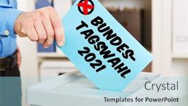  Presentation with voting - Audience pleasing presentation theme consisting of hand-when-voting backdrop and a light blue colored foreground